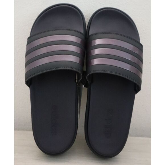 Adidas JI4745 Women Sz 11B Black/Aurora Metallic Adilette Platform Slide Sandals - Picture 2 of 12